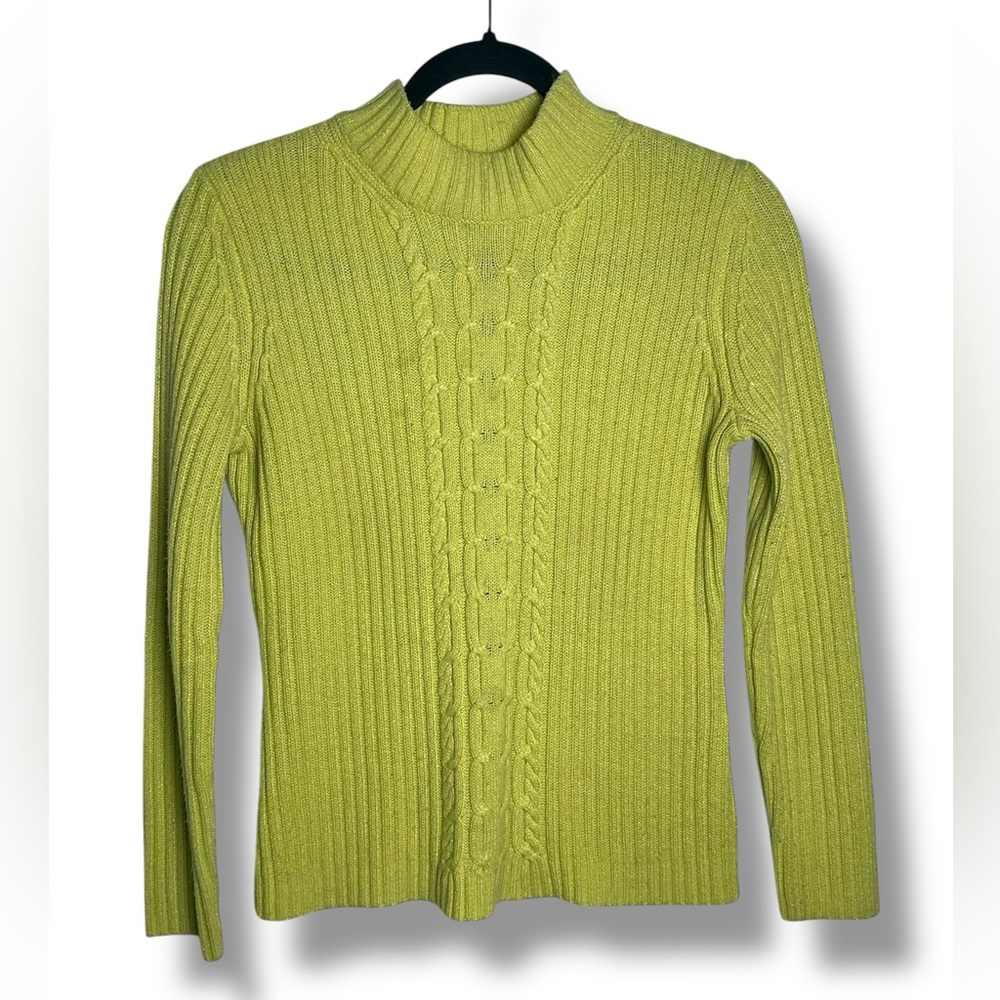 Lime sparkle mock turtleneck sweater - Picture 1 of 3